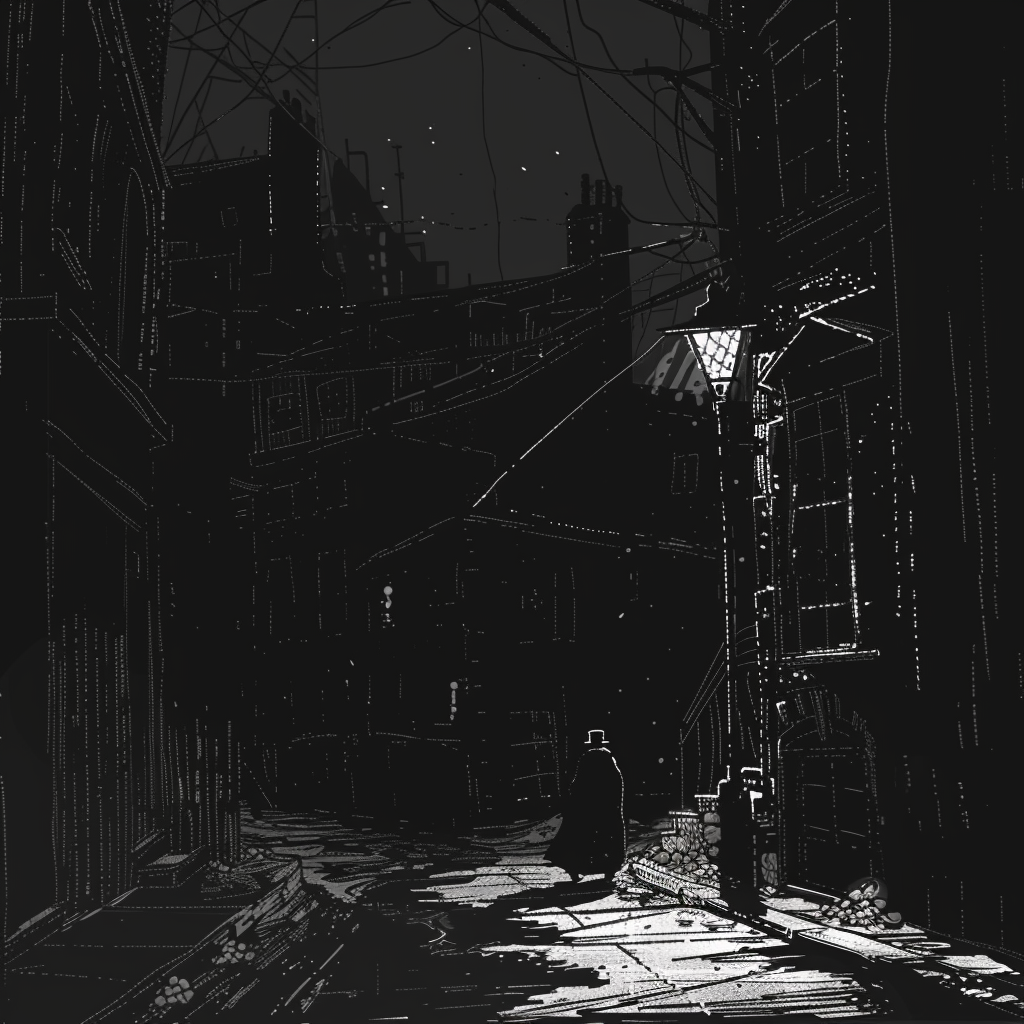 Shadowy figures in night city streets