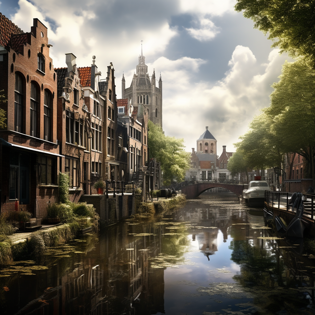 Realistic city view of Zwolle