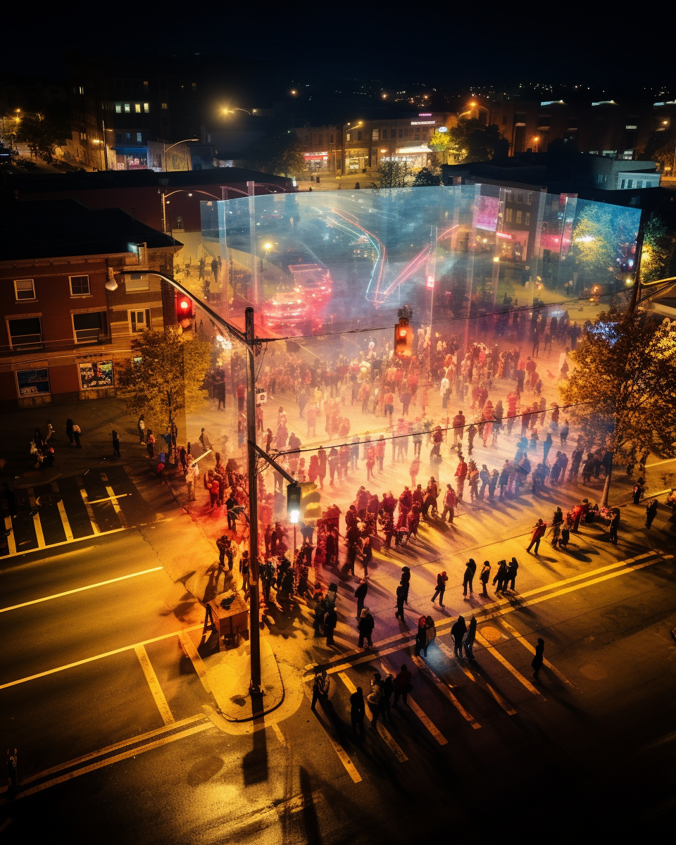 Civil Rights Protest in West Philadelphia in Evening Light