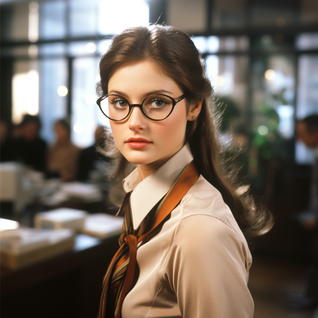 Claire Kent with glasses walking in Daily Planet