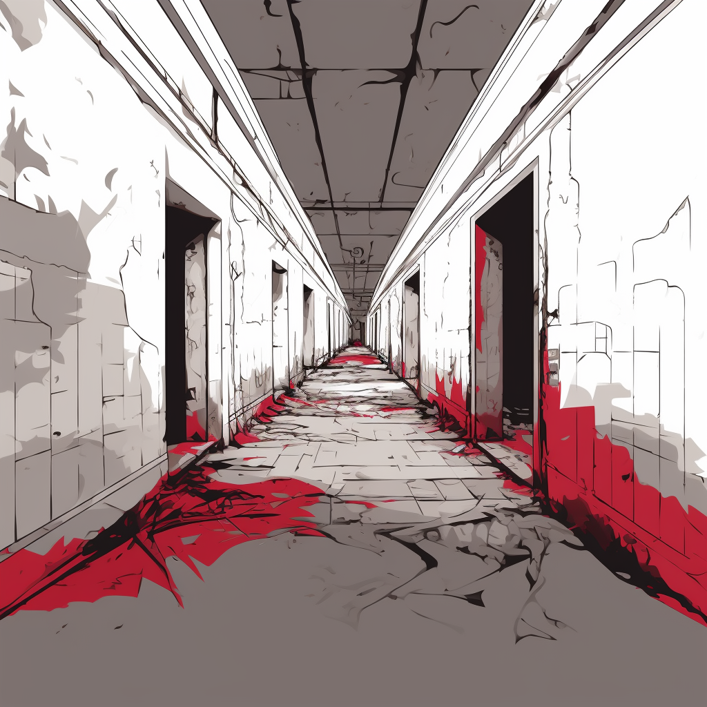 Clandestine line art lost places minimal hint red