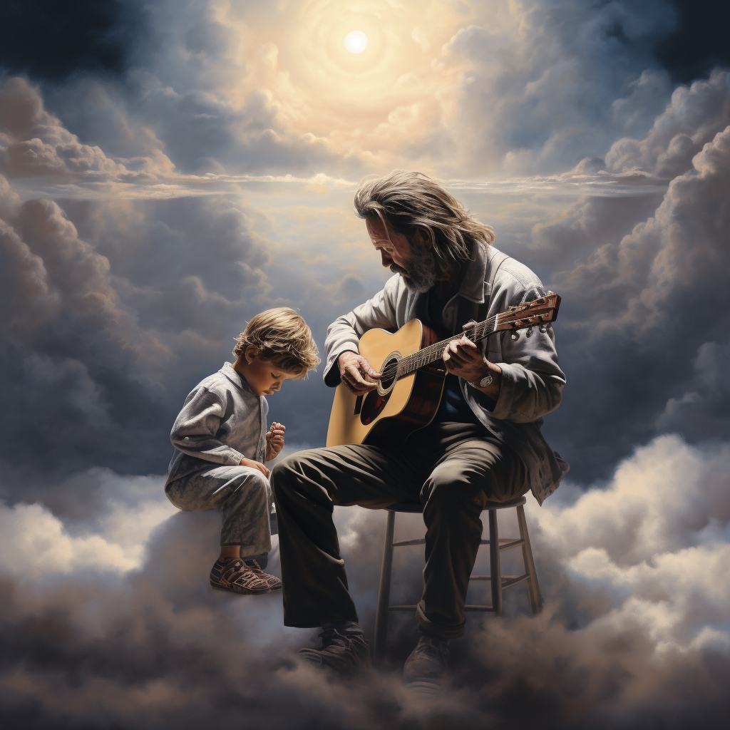 Eric Clapton playing guitar for sad boy in heaven