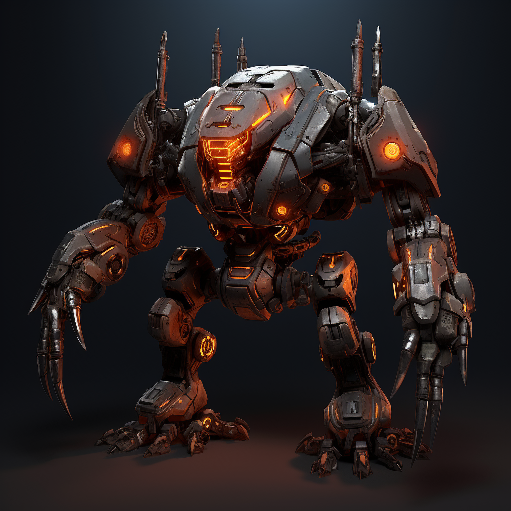 3D mech from Clash of Hams fighting in the dark