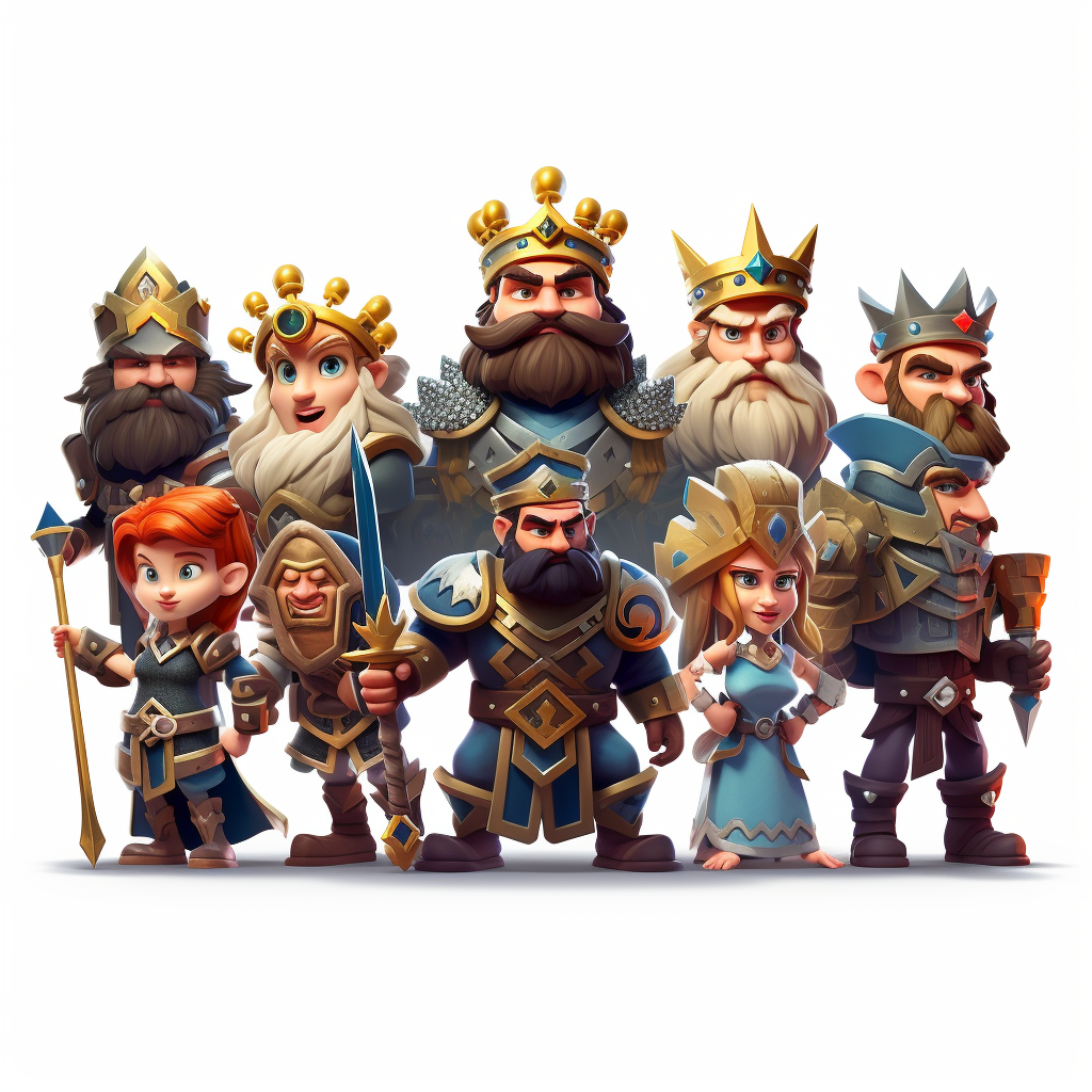 Clash Royal Kings Avatars on White Background