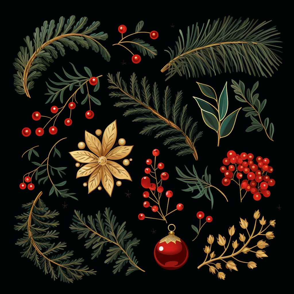 Festive Christmas graphic design on black background