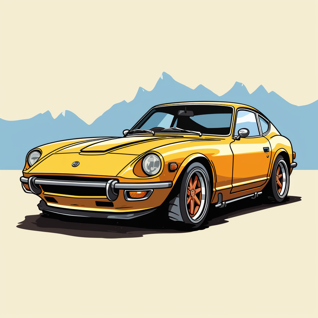 Classic Datsun Z Car in Japanese Anime Style