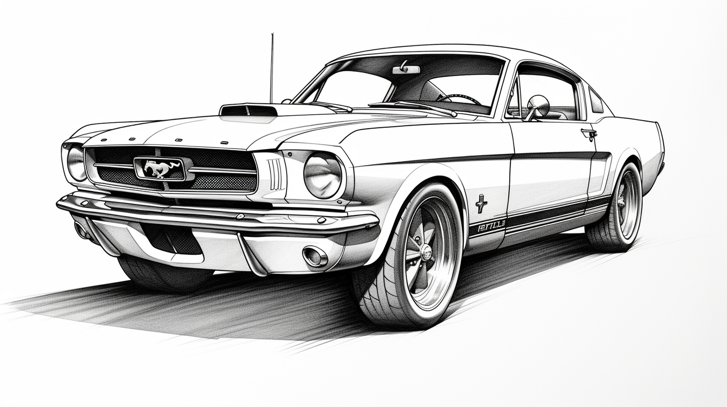 Sketch of classic Ford Mustang car