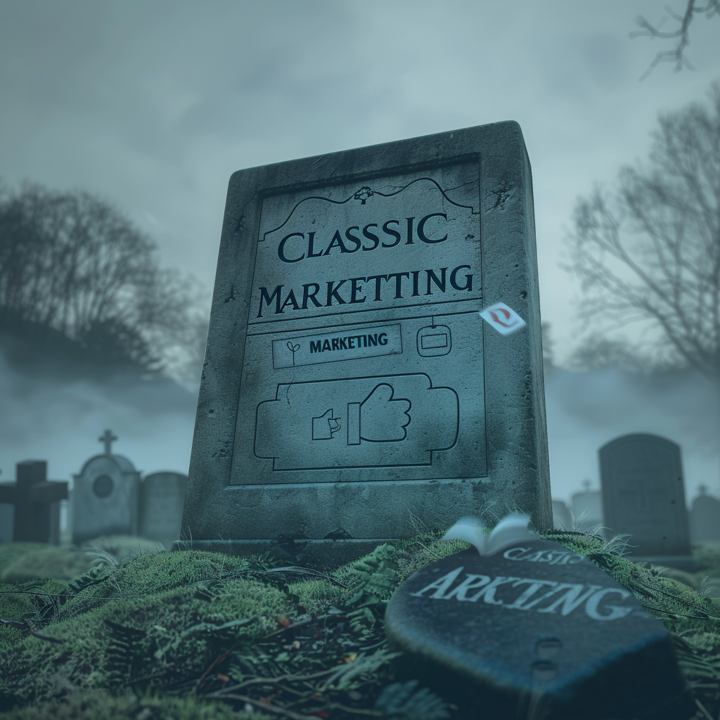 Graveyard with Classic Marketing Social Media Gravestone