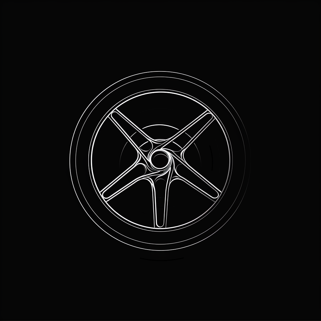 Abstract icon of classic racing rim and tire