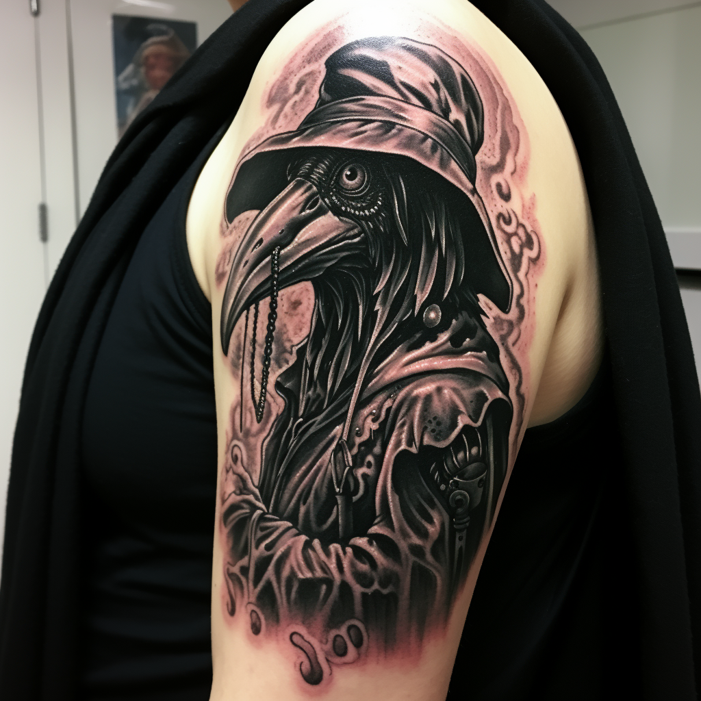 Plague doctor raven tattoo design