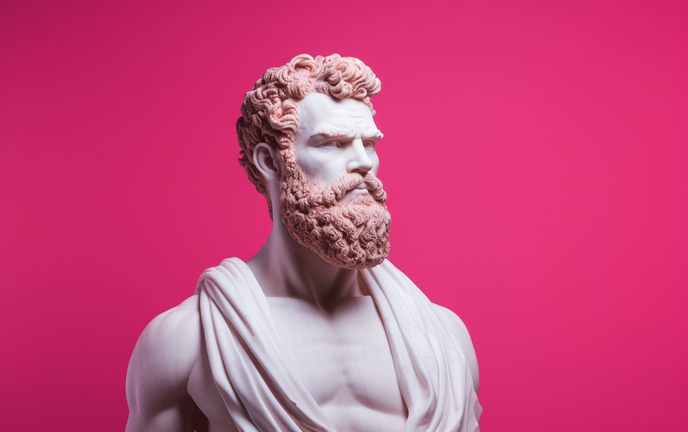 Statue of a stoic man in marble