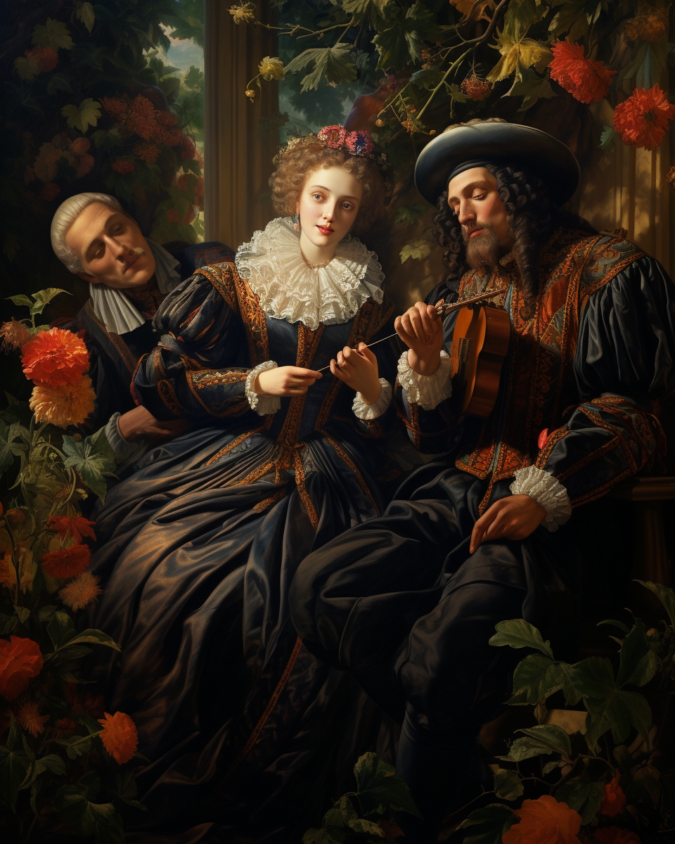 Beautiful classical baroque oil painting