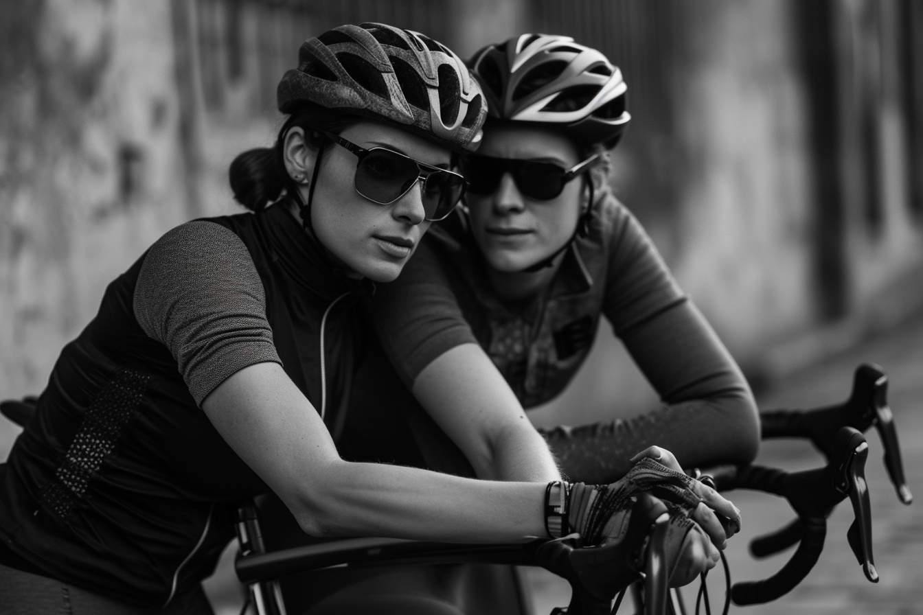 Attractive young couple in trendy bike attire