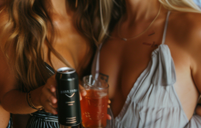 Classy Couples Laughing with Black Cans