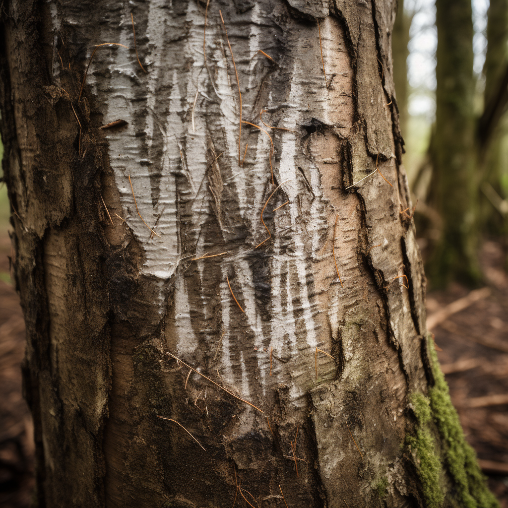 Claw scratch marks on tree bark