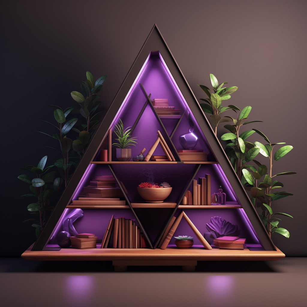 Colorful Isosceles Triangle on Bookshelf