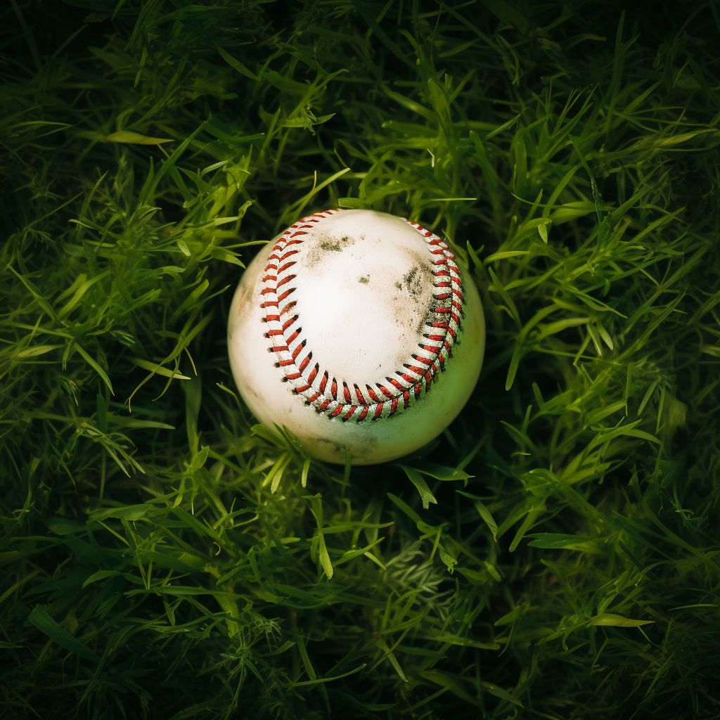 Baseball on Green Grass