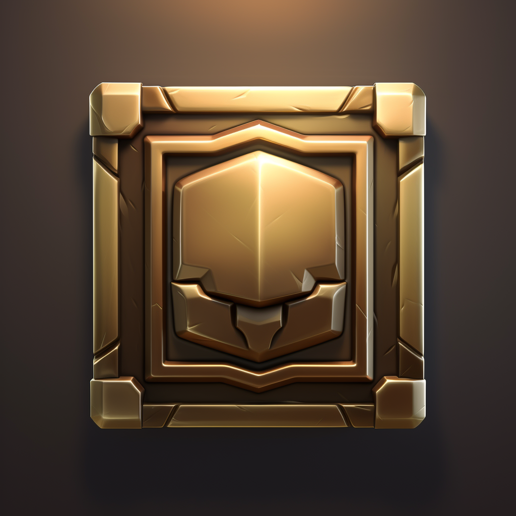 Clean emblem square game icon metallic bronzed texture