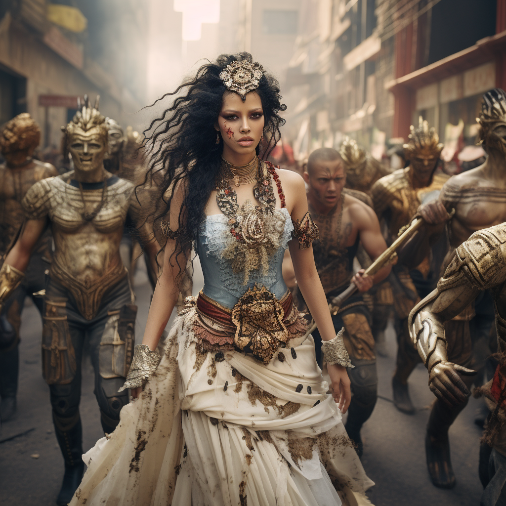 Queen Cleopatra chased by zombies in Beijing