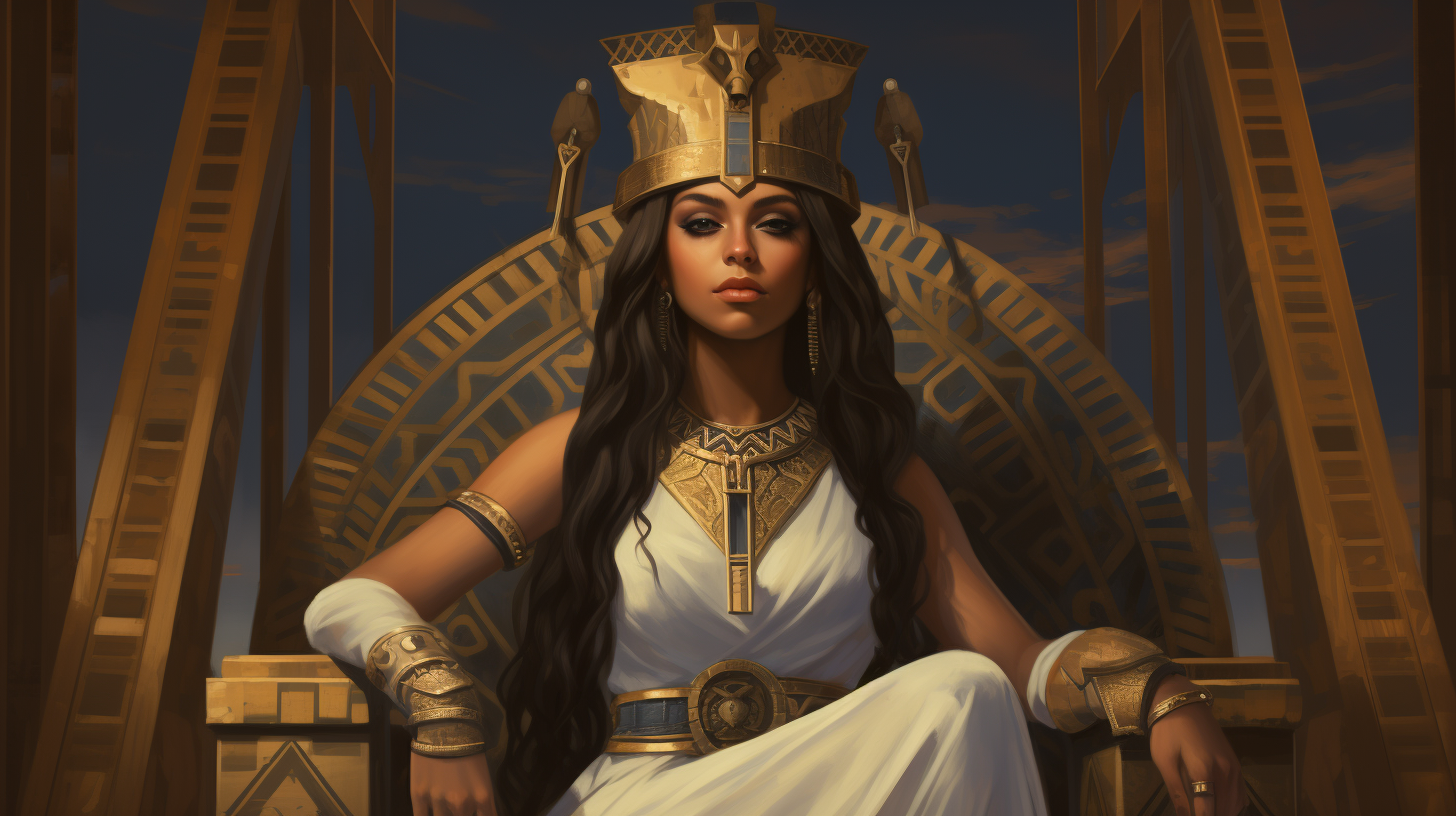 Cleopatra sitting at throne at 18