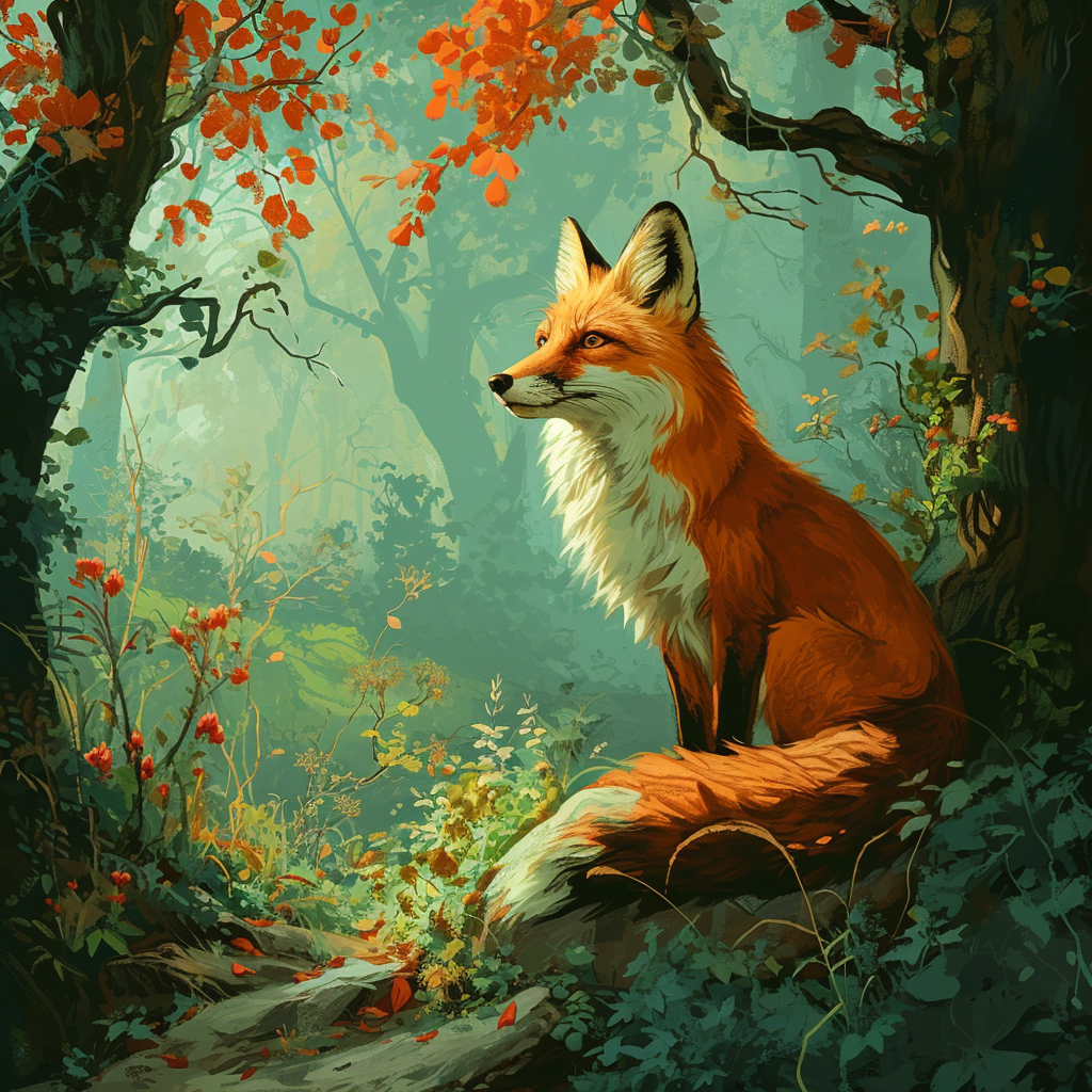 Image of a clever fox searching for treasure