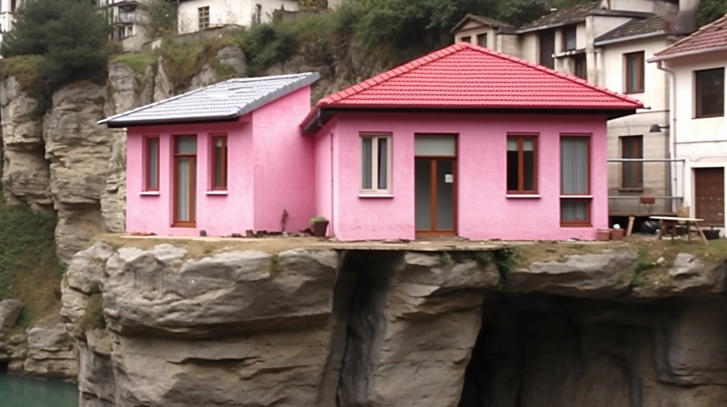 Cube house nestled in cliff