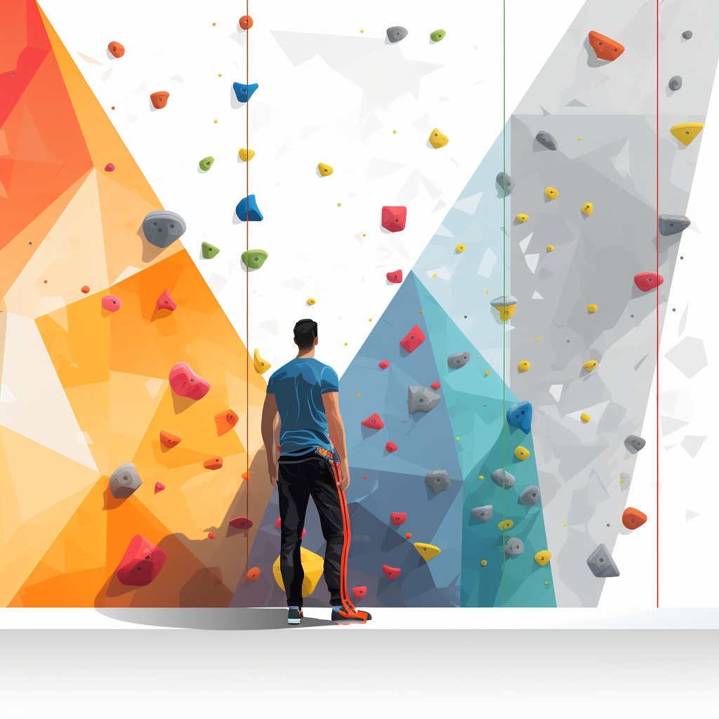 Man standing at climbing wall