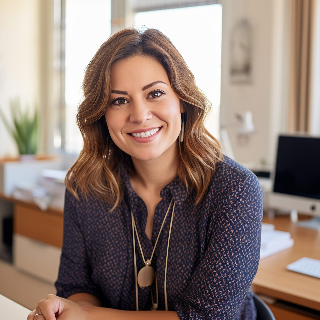 Clinic Manager Smiling at Desk