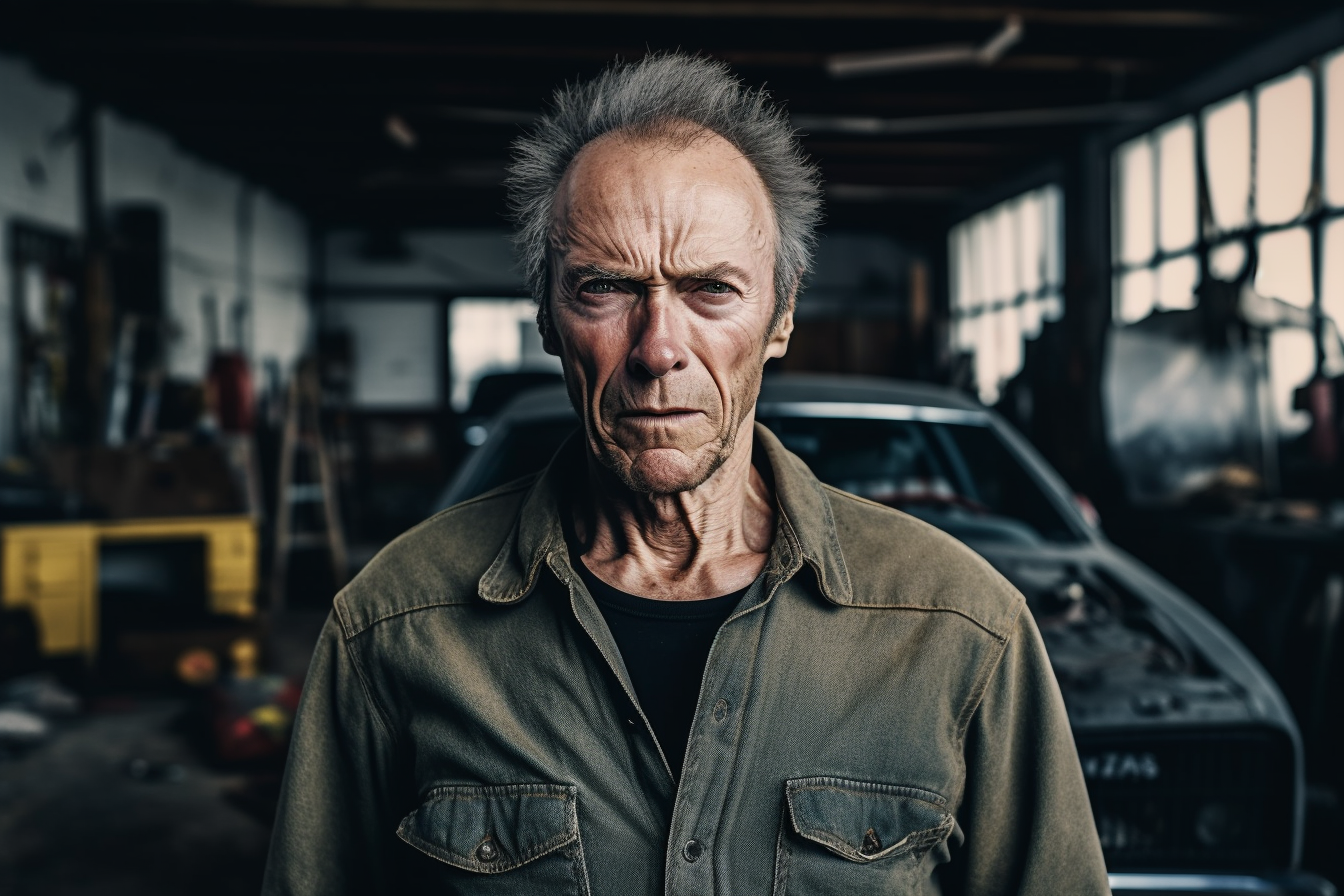 Clint Eastwood in Car Workshop