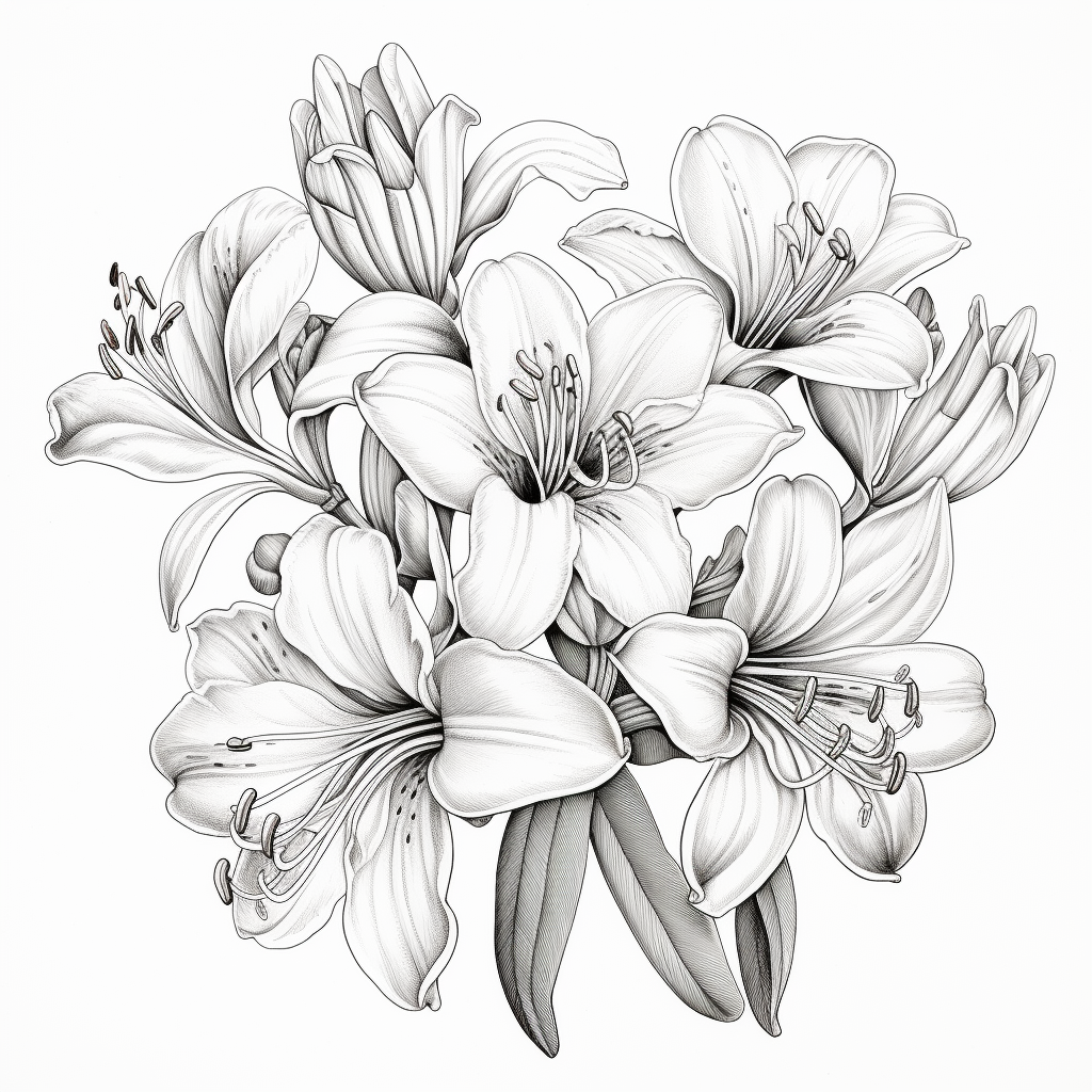 Intricate Clivia Minata Flowers Coloring Image