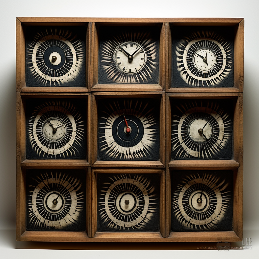 Progressive clock displaying empty eyes