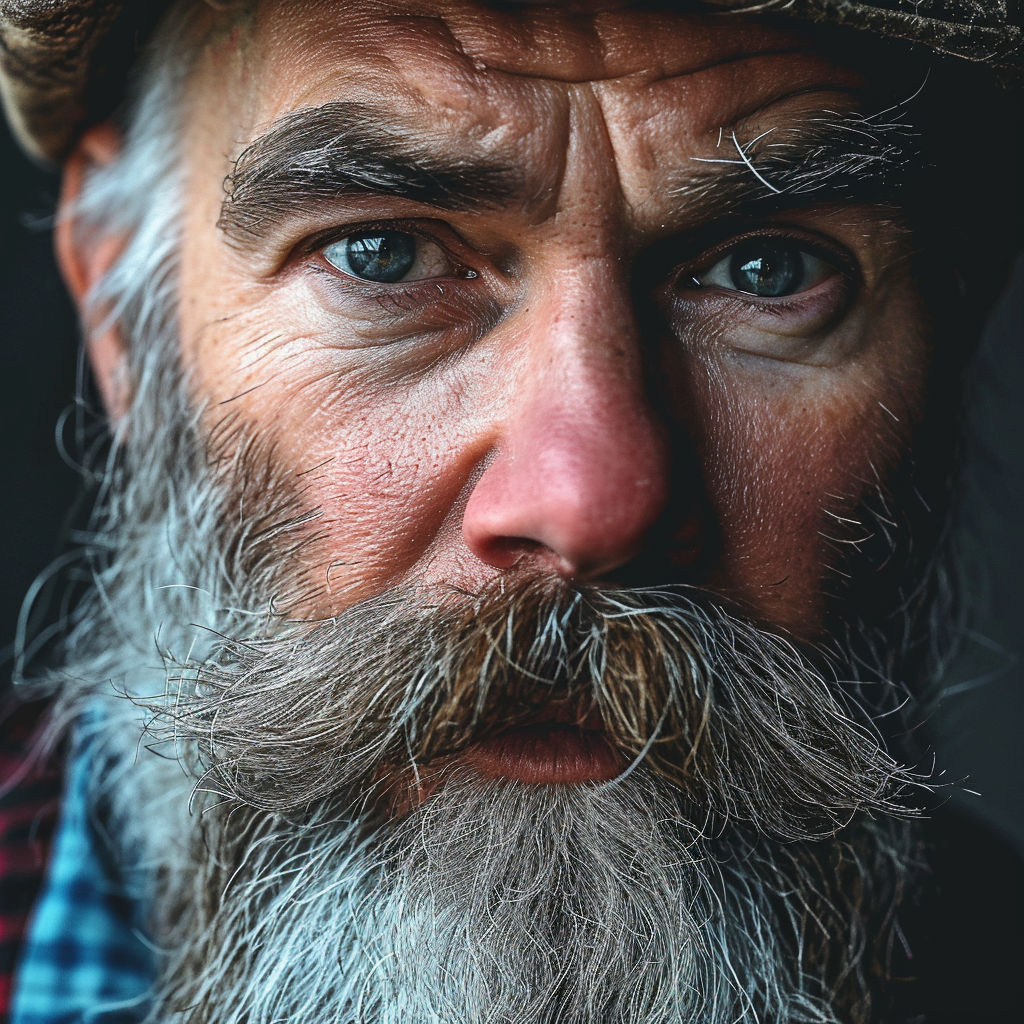 Close Up of Hipster with Grey Beard