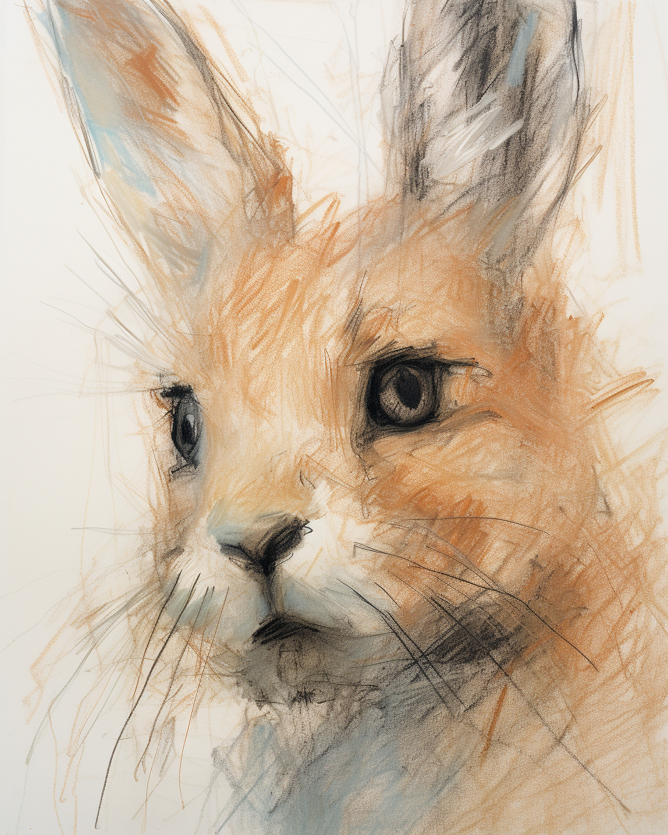 Close Up Head Rabbit Sketch Drawing