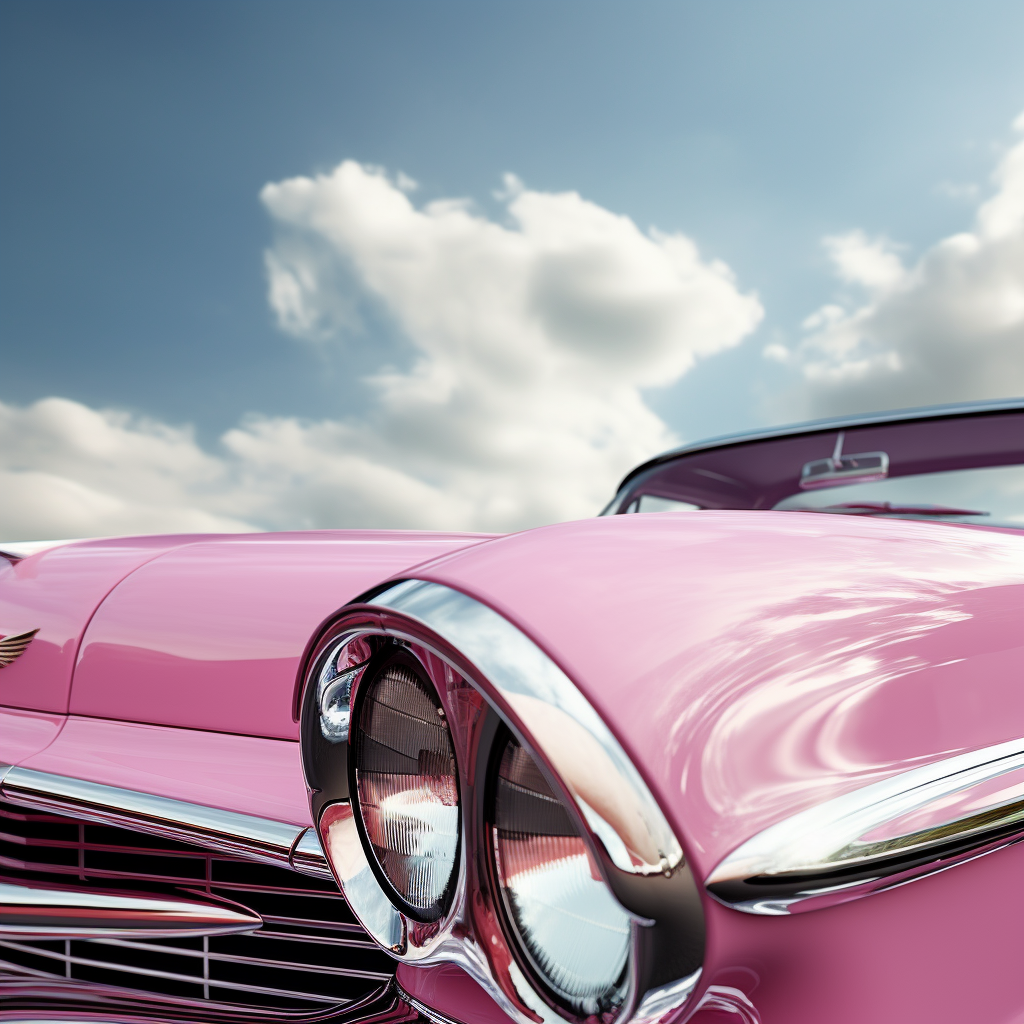 Close-Up of Pink Convertible Windshield