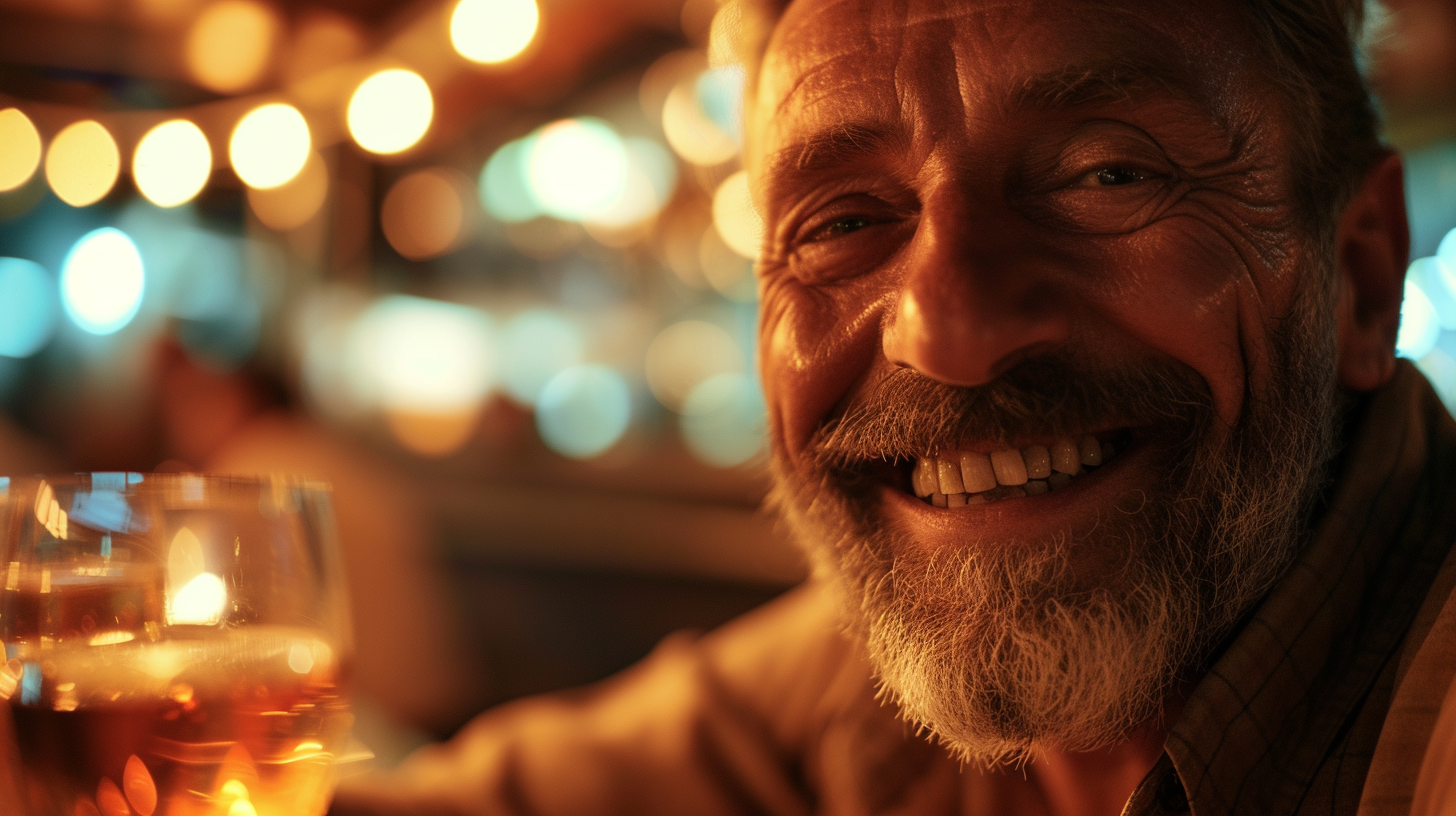 Smiling guy at dinner time