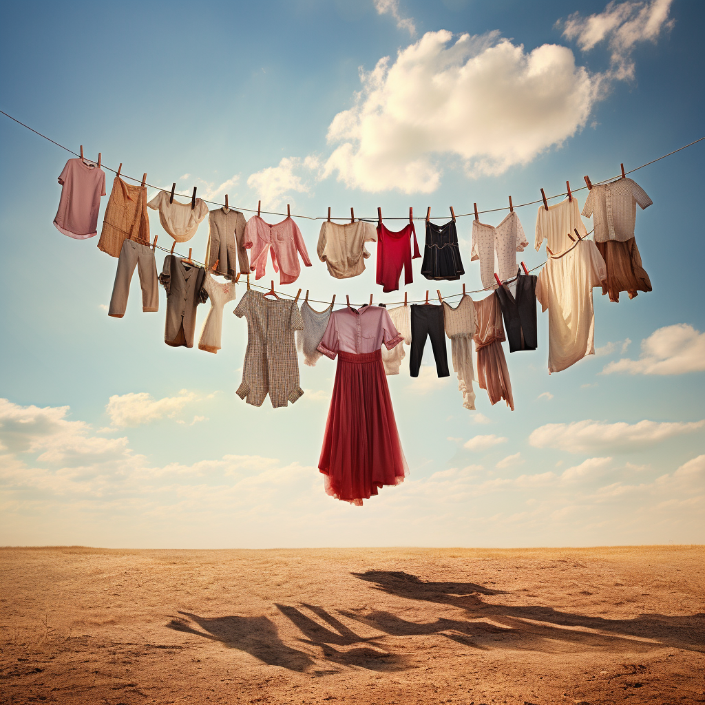 Beautiful clothes on a clothesline