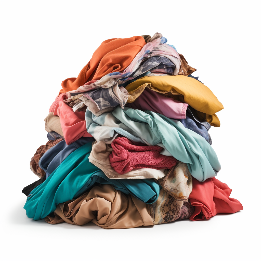 Stylish clothing pile on white background