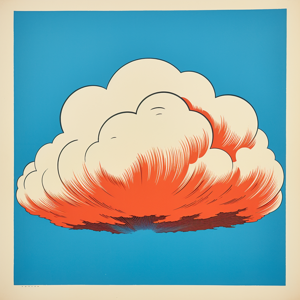 Art Deco cloud drawing poster