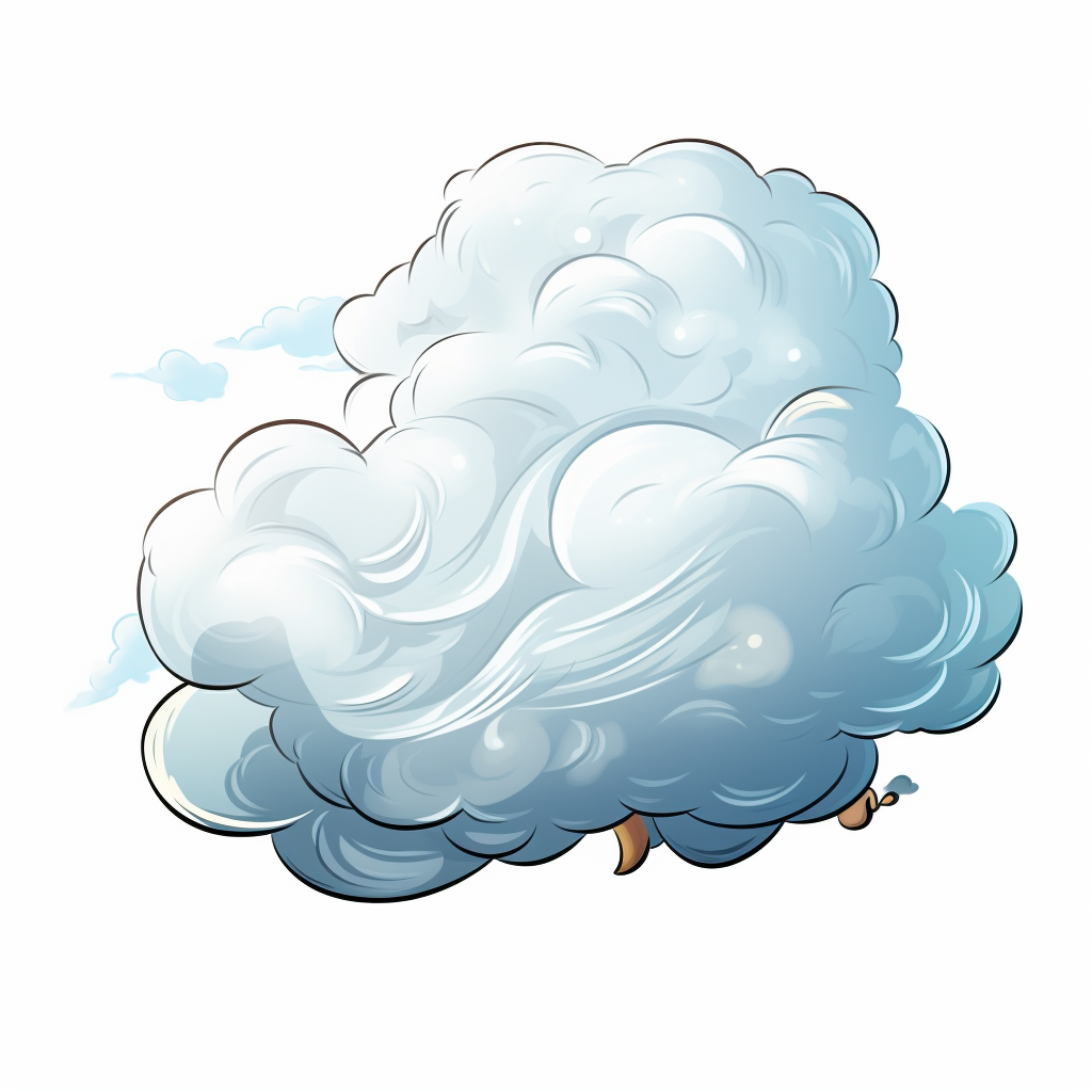 Cartoon cloud blowing wind on transparent background