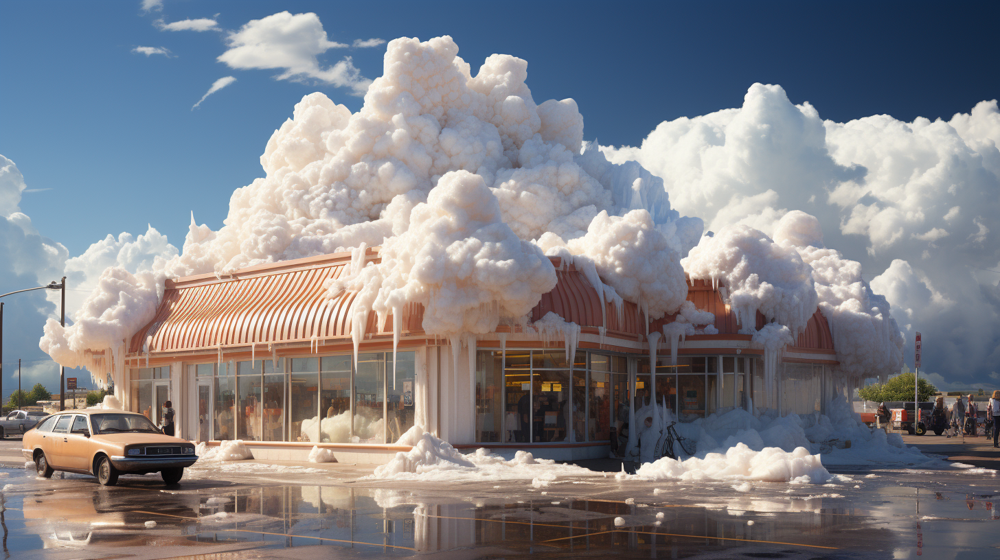 Cloud foam on store roof