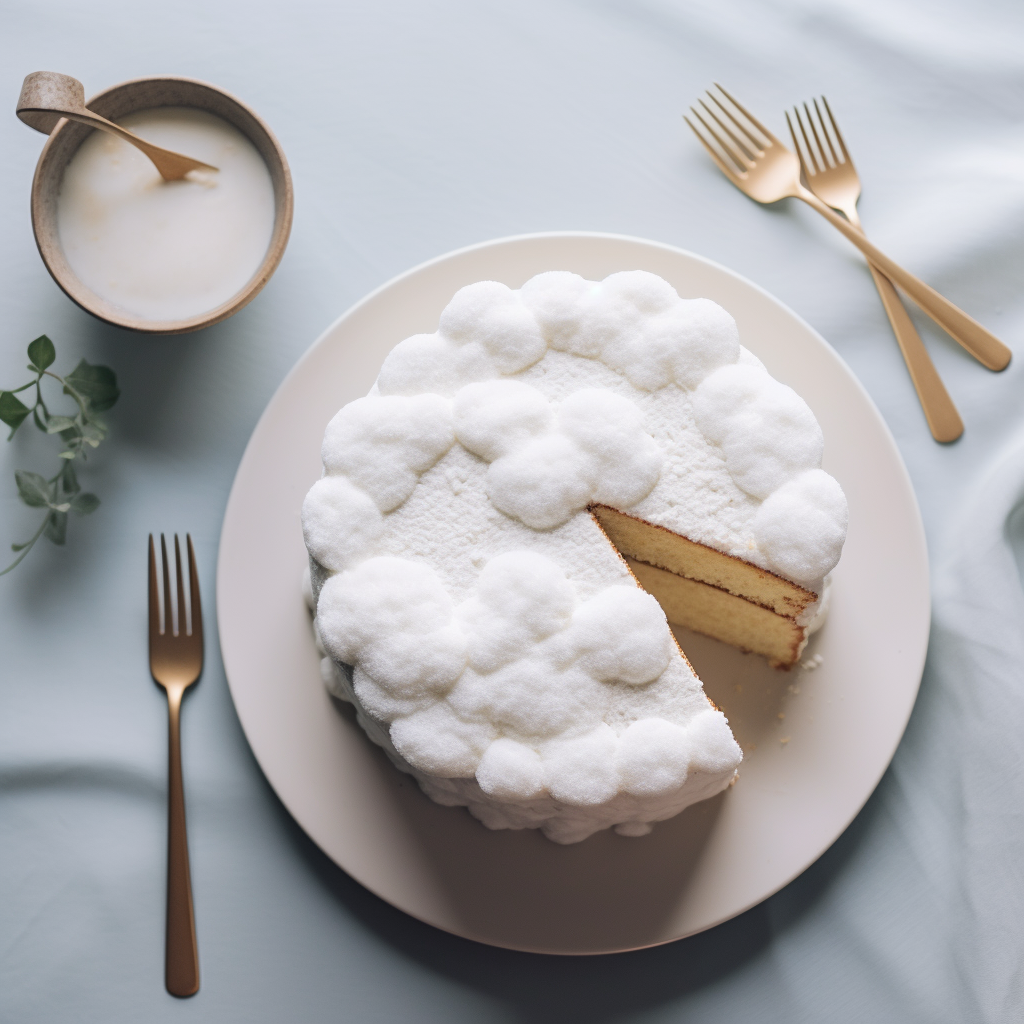 Cloud shaped cake slice