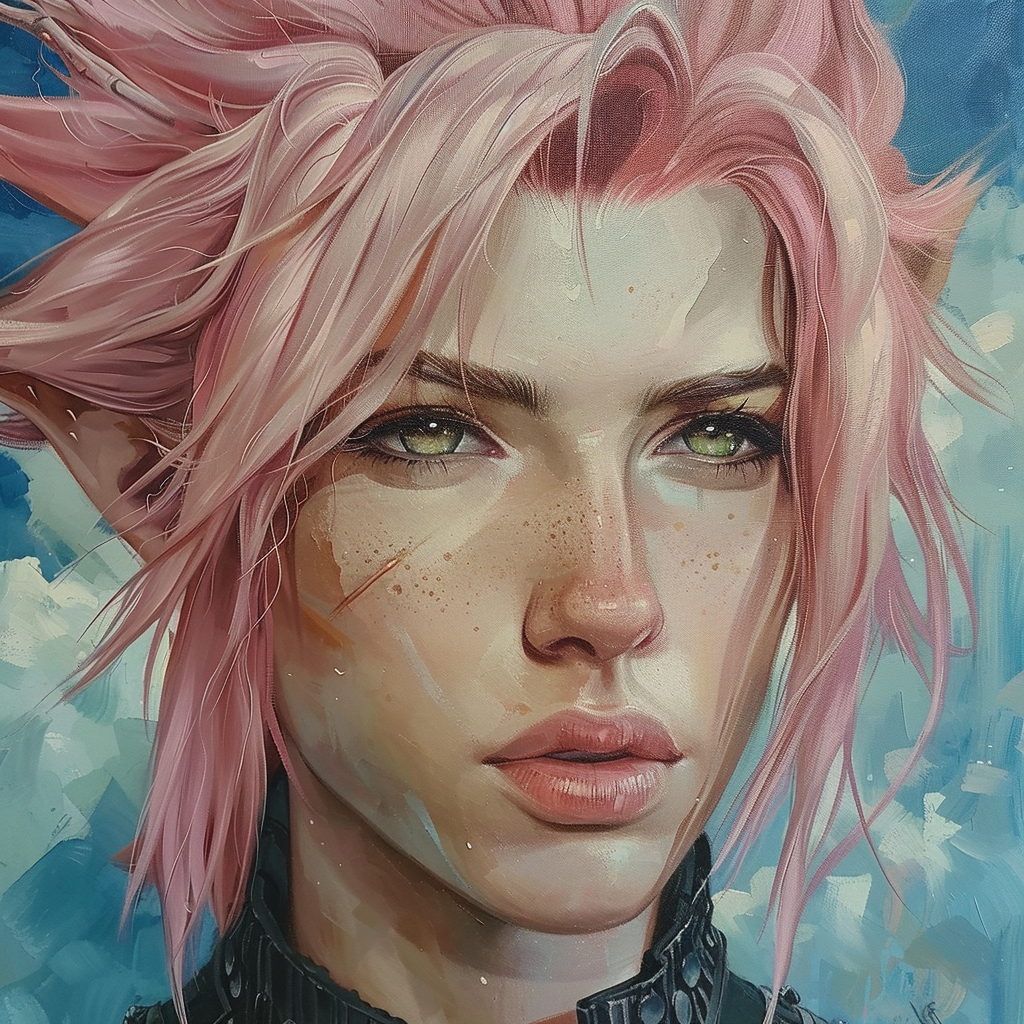 Cloud Strife with pink hair