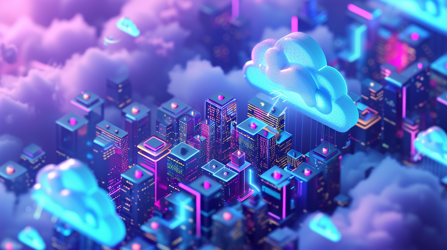 Isometric cloud technology illustration