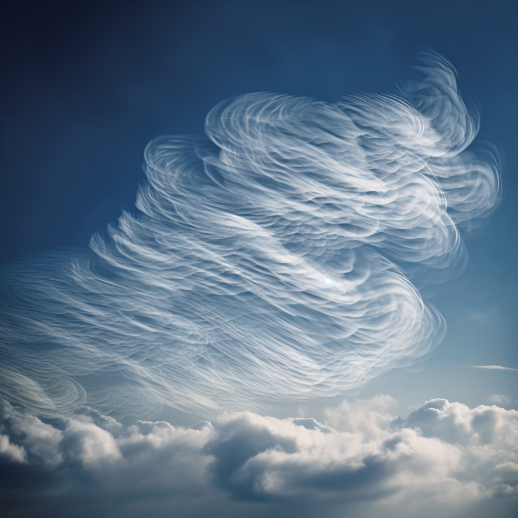 Cloud blowing in wind, simple lines