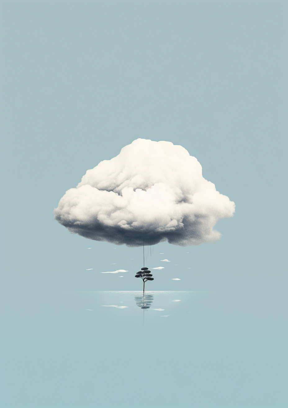 Minimalist art featuring cloud head