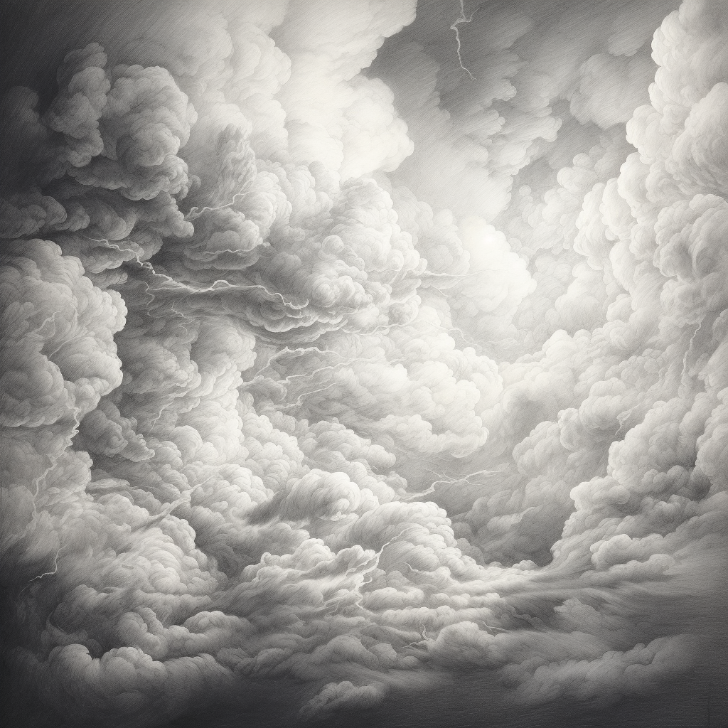 Beautiful clouds sketch with sharp contrast