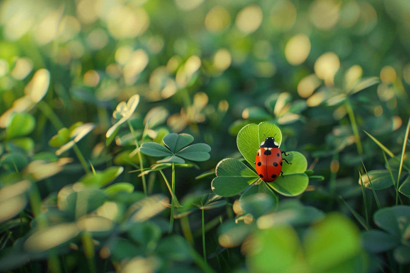 Ladybug on Clover Leaf Photo