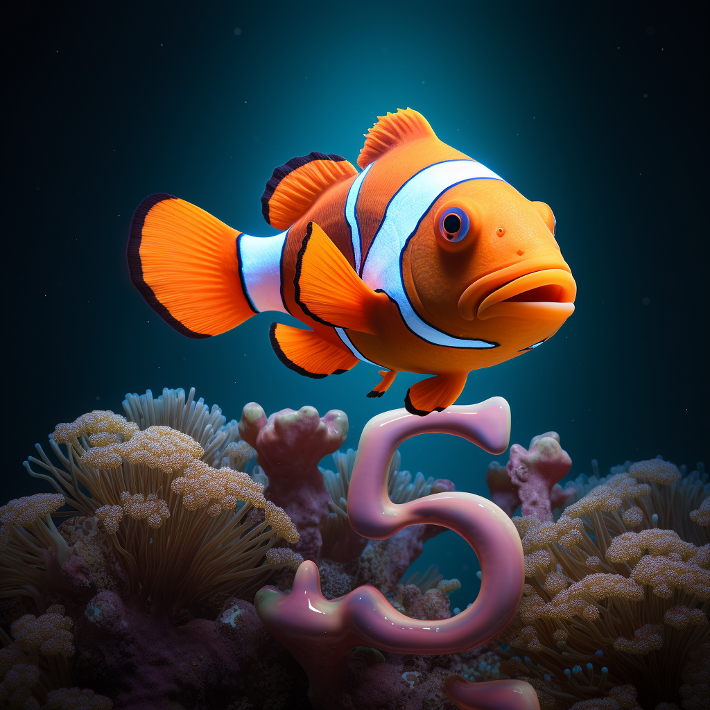 Clownfish swimming around sale sign