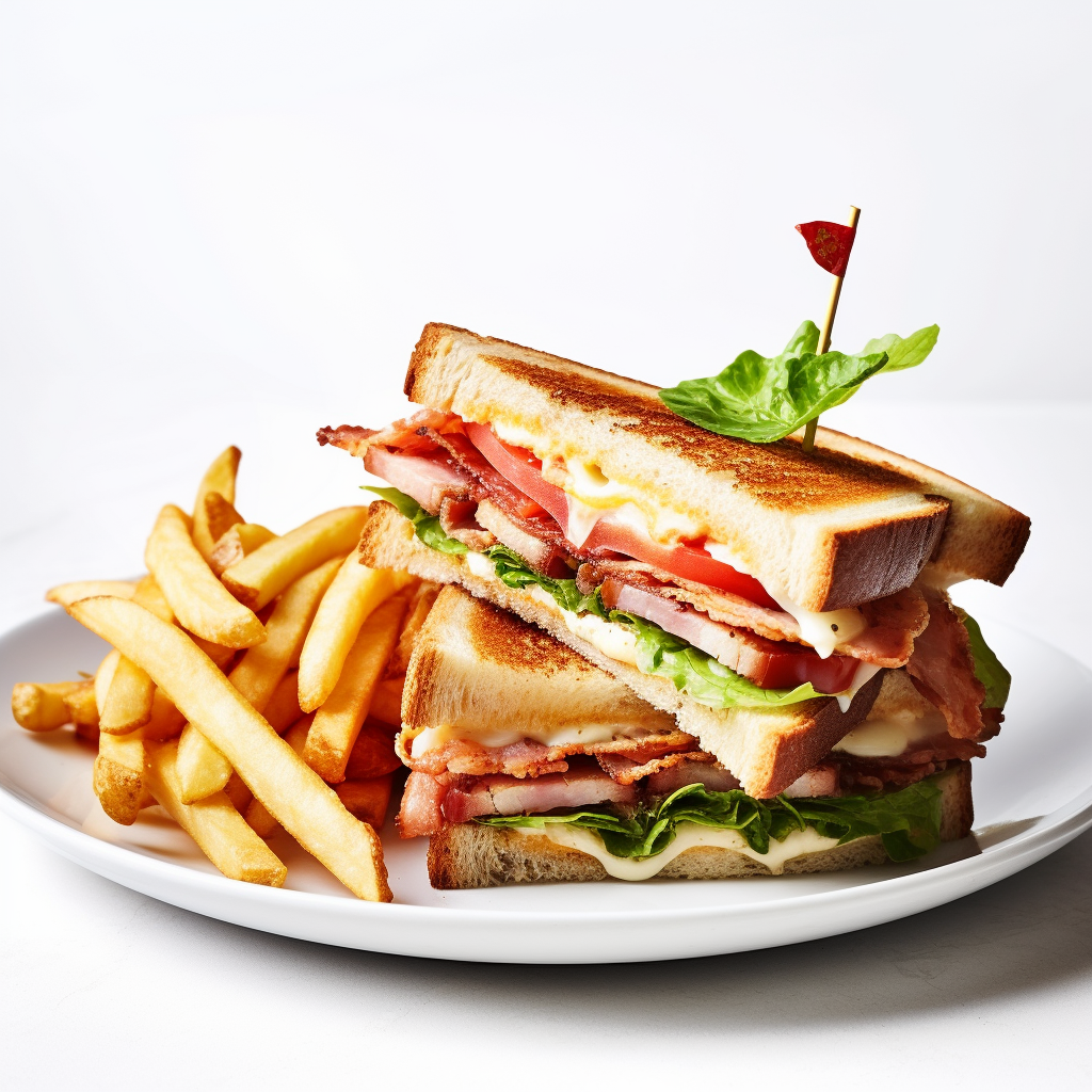 Club sandwich with French fries