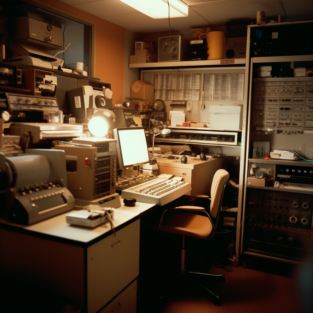 1970s film editing studio